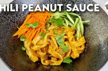 Udon noodles at home (chili peanut sauce recipe)