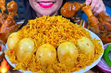 ASMR SPICY EGG BIRYANI, MUTTON CURRY, CHICKEN CURRY, CHILI MUKBANG MASSIVE Eating Sounds
