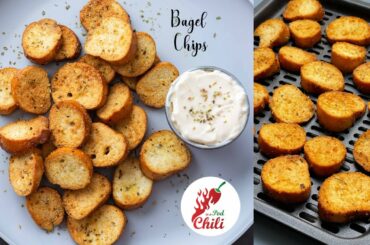 Garlic & Herb Bagel chips using Air Fryer | Easy Air fryer Recipes | ASMR Cooking
