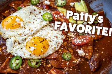 Chilaquiles (Breakfast Tortillas in Ancho Chili Sauce)