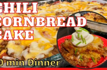Chili Cornbread Bake | Chili Cornbread Casserole - Dinner in 30 minutes