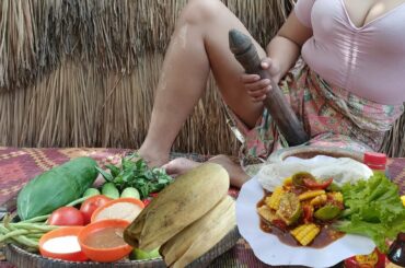 Amazing Girl Yummy Beat the corn with the chili recipe, Eating Diner Delicious, Cook Skill