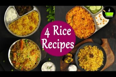 4 Easy Rice Recipes | Instant Lunch Box Recipes | Quick & Easy Rice Recipes | Variety Rice Recipes