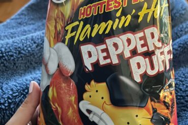 Cheetos pepper puffs - found these at Walgreens. There’s definitely a kick for me but y’all will prob tell me “NOT spicy!!!”