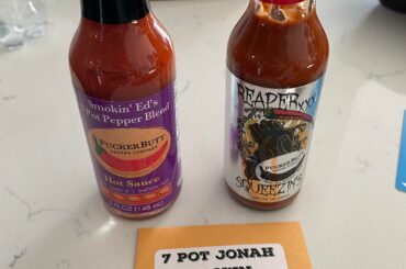 Spent a week in SC w/ my wife’s family and had to stop by PuckerButt, this sauce on the right is 97% reaper mash