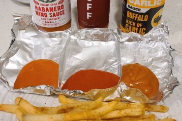 My ingenious idea for my hot sauce boat... Foil! Also some of my favorite sauces :)
