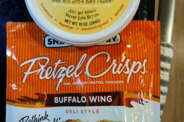 Found a new tasty combo, pimento cheese & pretzels