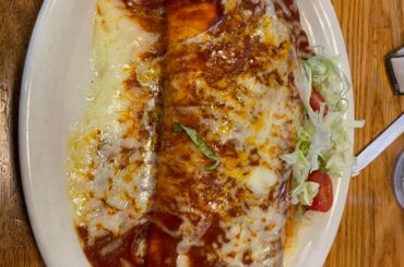 It isn’t too spicy but New Mexico red chili sauce is so damn good