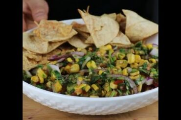 #Shorts Easy roasted corn salsa with totopos (tortilla chips) #recipes