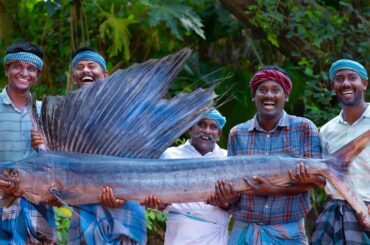 35 kg BIG SAILFISH | Giant Fish Cutting and Cooking | Boneless Fish Fry Recipe | Mayil Meen Varuval