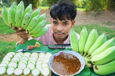 Yummy Eating Banana With Phok Spicy Chili Sauce Recipe