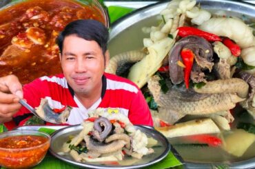 Wow Soup Snake With Chili Sauce Spicy So Recipe |Eat Soup Snake Very Yummy