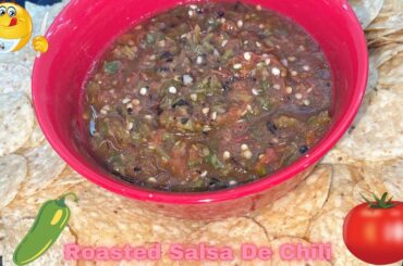 Roasted HOT SAUCE  Salsa Asada de Chili serrano with fried eggs Huevos Rancheros