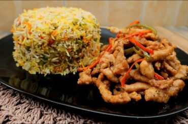 Chili Chicken With Egg Fried Rice | Restaurant Style Chili Chicken With Fried Rice Recipe