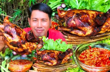 ASMR Eating |  Yummy Cooking Roasted Hold Chicken Smell Aroma With Chili Sauce So Delicious