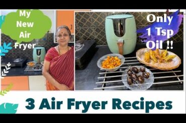 3 Air Fryer Recipes I My Solara Air FryerI Sweet Potato Roast I Stuffed Brinjal I MirchiBajji I