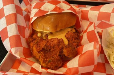 Angry Hot Chicken Sando from Hangry Joe’s in Herndon, VA. Waiver needed to eat it, I could only get a few bites down, it is legit.