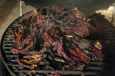 smoked jalapeno update... about 10hrs. cherry wood and pecan. started with 10lbs