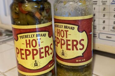 I highly recommend buying Potbelly's Hot Peppers if you have a Potbelly sandwich shop near you and have never tried them. It's like a relish of seranos, jalapenos, celery, carrots and spicy oil that goes good on almost anything.