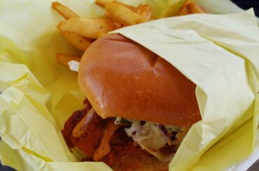 Nashville Hot Chicken from a booth at a swap meet