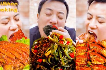 Sheep Made with More Chili!ShiShen Eat Spicy Foods!||Village Funny Mukbang||Outdoor Stone Cooking