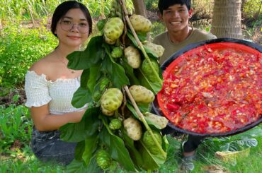 Yummy Bukbang Nhuo Fruit Chili Salt In The Field. EAT NHUO FRUIT.