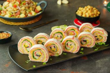 Pinwheel Sandwich with Aloo Chana Chaat Recipe by SooperChef