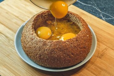 Pour eggs over bread and enjoy a delicious lunch. Quick and tasty recipe