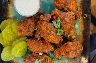 These Nashville Hot wings are seriously the best and they are sold at a taco place!