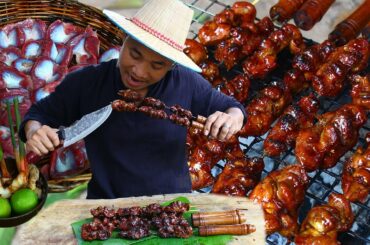 mouth watering Grilled Delicious Chicken Gizzards Recipe Eating with Chili Sauce So yummy