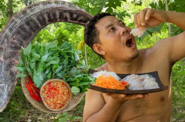 Covid -19 Stay Home Easy Food Cooking-Raw Fish Meat Slices Recipes, Eating Delicious Food Hot Chili