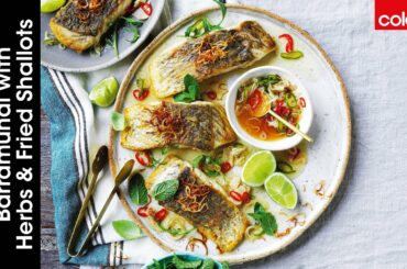 Chilli-Lime Barramundi with Herbs & Fried Shallots