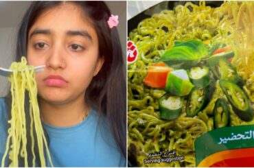 I tried green wali noodles || Green chilli noodles review || Adeeba Naaz