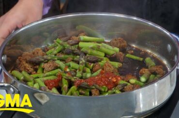 Sweet and Sticky Pork with Asparagus recipe
