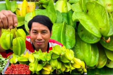 Amazing Eating Star Fruit With Spicy Chili’s Recipe |In My Village