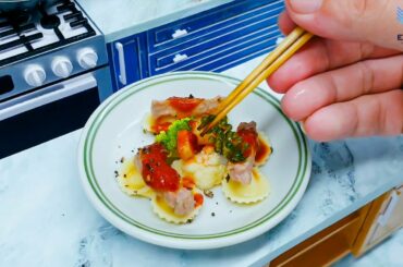 The Best Miniature Noodles and Stewed Beef with Tomato Sauce Recipe / ASMR Miniature Food