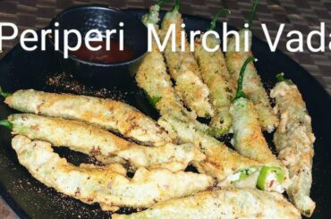 Mirchi Vada Recipe / Mirchi Vada Without Potato / Stuffed Chilli Fritters / Chilli Fritters