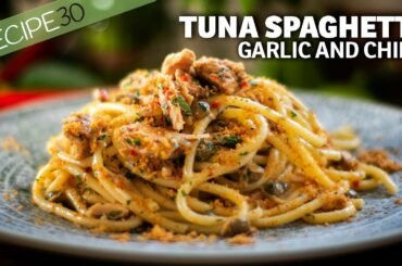 15 minute Garlic and Chili Tuna Pasta - Bucatini al Tonno