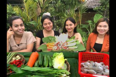 4 Lady cooking Octopus boil with chili sauce - Food Video