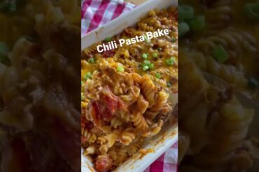 Chili Pasta Bake is an easy 8 ingredient dinner that’s ready in minutes! Full recipe at my channel.
