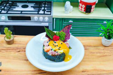 Miniature Raw Tuna Salad With Deep Fried Purple Sweet Potato Recipe / Easy Miniature Raw Tuna Salad