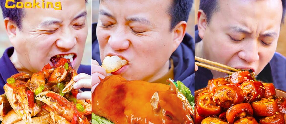 Crispy Roast Pig Mukbang! Eat Spicy Chili Crab Feet | Chinese Food Eating Show | Funny Mukbang ASMR