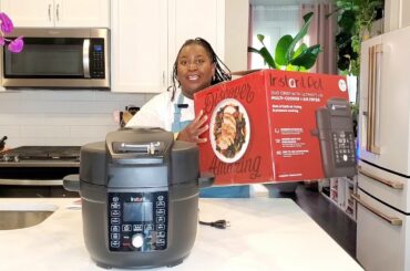 Instant Pot Duo Crisp with Ultimate lid making chili and rice recipes for you!