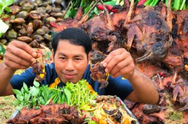 Amazing Eating Brids Crispy With Chili Sauce And papaya Salad Recipe |Brid Crispy Recipe