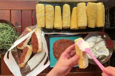 Steamed Sweet Corn with Chili Spice Crema Schmear