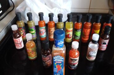 my spicy sauce collection I received for my birthday.
