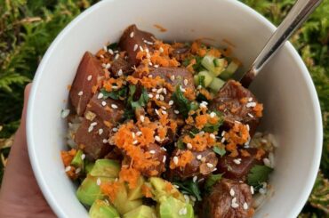 Scorpion pepper tuna poke bowl for dinner