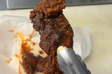 Hot chicken tender from Brave Idiot in Nashville