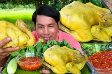 Amazing Yummy Eating Chicken With Spicy Chili Sauce |Eat Chicken So Very Delicious