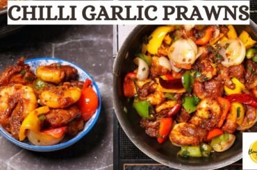 CHILLI GARLIC PRAWNS | RESTAURANT STYLE CHILLI PRAWNS RECIPE | CHILLI PRAWNS